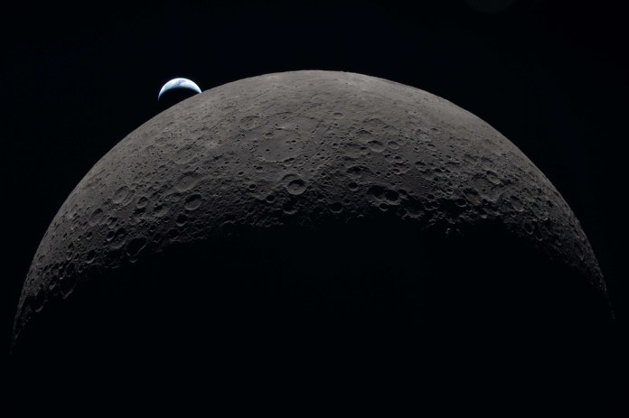 Earth sets behind the moon.