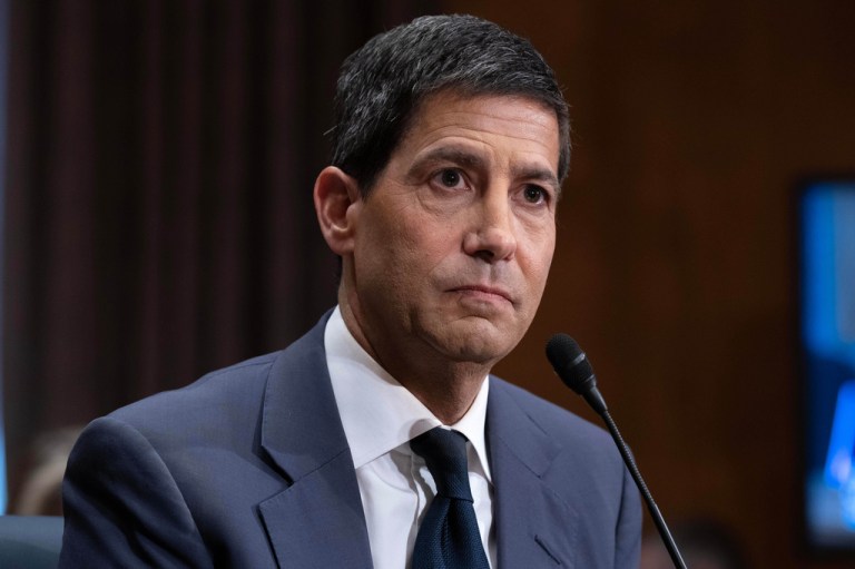 Kevin Warsh testifies during his nomination hearing to be a member and chairman of the Federal Reserve Board of Governors before the Senate Banking, Housing and Urban Affairs Committee on Capitol Hill, in Washington Tuesday, April 21, 2026. (AP Photo/Jose Luis Magana)