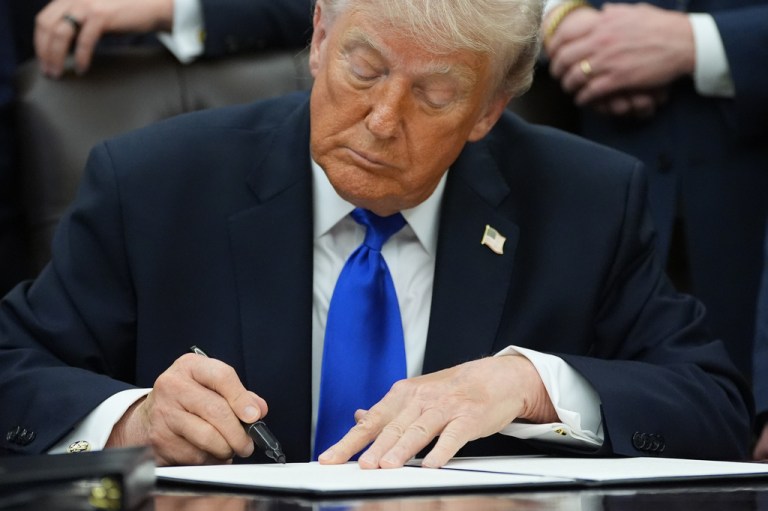 President Donald Trump gave King Charles III a final parting gift on Thursday, announcing plans on social media to drop the 10% tariff he brought last year on the import of Scottish whisky into the United States. (AP Photo/Alex Brandon)