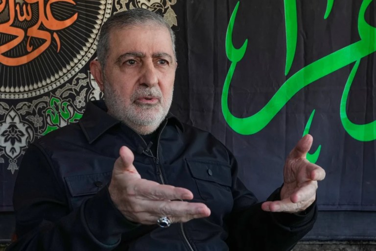 2 of 6 | Wafiq Safa, senior Hezbollah political council member, gestures as he speaks during an interview with The Associated Press in Beirut, Monday, April 13, 2026. (AP Photo/Hussein Malla)