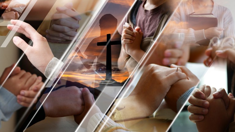 Christian Religion concept background. card design template.