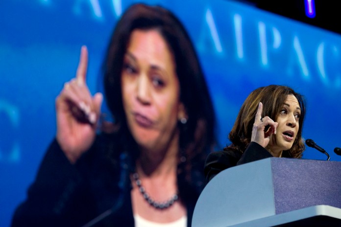 Sen. Kamala Harris (D-CA) speaks at the 2017 American Israel Public Affairs Committee Policy Conference