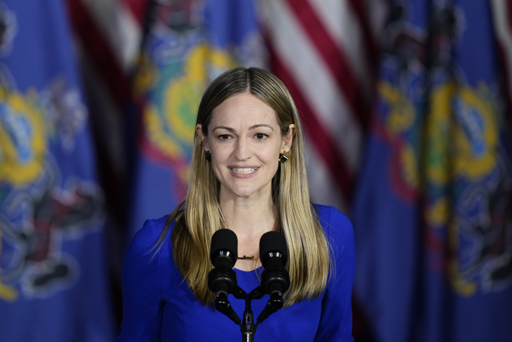 Scranton Mayor Paige Cognetti speaks during a campaign event for President Joe Biden.