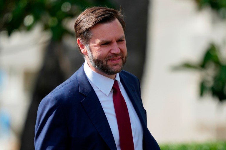 Vice President JD Vance arrives before President Donald Trump speaks at an event hosting the 2026 College Football Playoff national champions.