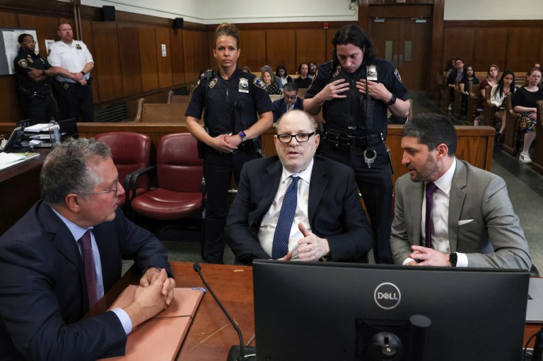 Harvey Weinstein appears in Manhattan criminal court on Friday, May 15, 2026, in New York. (Timothy A. Clary/Pool Photo via AP)