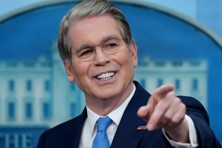 Treasury Secretary Scott Bessent speaks to reporters in the James Brady Press Briefing Room at the White House, Thursday, May 28, 2026, in Washington