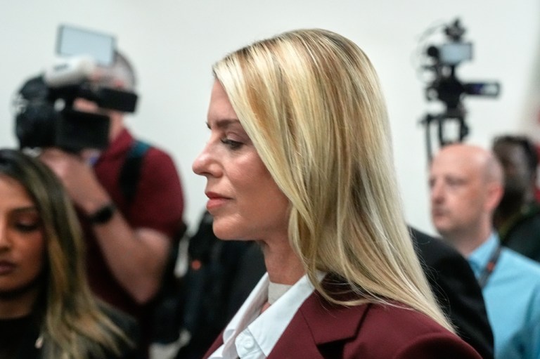 Former Attorney General Pam Bondi arrives for her deposition at the Rayburn House Office Building on Capitol Hill, Friday, May 29, 2026, in Washington.