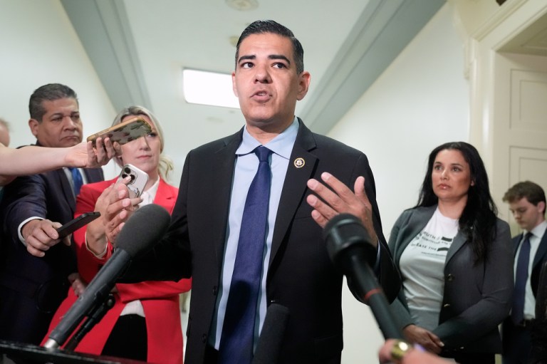 Rep. Robert Garcia, D-Calf., ranking member on the House Committee on Oversight and Government Reform, speaks to the press.