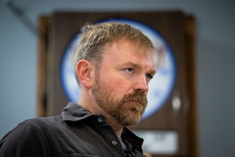 Senate candidate from Maine Graham Platner during a campaign event with the Maine AFL-CIO, on May 1, 2026 in Portland, Maine. Platner, an oyster farmer by trade, is now the presumptive Democratic nominee before the Maine Primary election in June, after his chief rival Maine Governor Janet Mills (not-pictured) recently suspended her campaign. (Photo by Graeme Sloan/Getty Images)