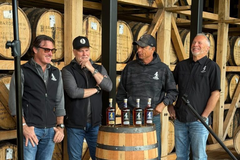 Four Branches Bourbon was founded in 2023 by four friends who served in different branches of the U.S. military: Rick Franco, a Marine Corps veteran; Harold Underdown, a Navy veteran; R.J. Casey, an Army veteran; and Troy 