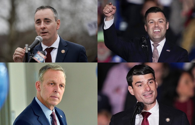 From top left, clockwise: Rep. Brian Fitzpatrick (R-PA), Rep. Ryan Mackenzie (R-PA), Rep. Scott Perry (R-PA), and Rep. Rob Bresnahan (R-PA) (Matt Rourke/AP; Matt Rourke/AP; Marc Levy/AP; Matt Rourke/AP)