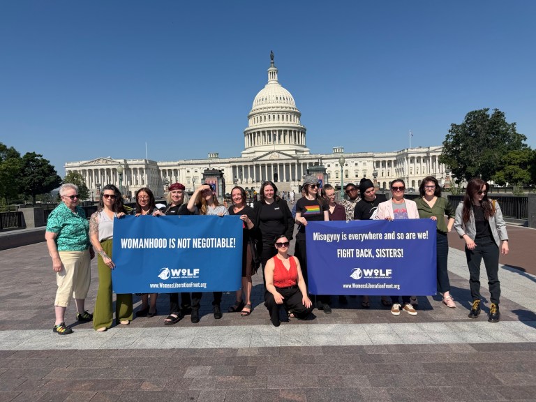 Members of the Women’s Liberation Front and representatives from other feminist organizations joined the multi-organization outreach effort at the U.S. Capitol. (Courtesy of the Women’s Liberation Front)