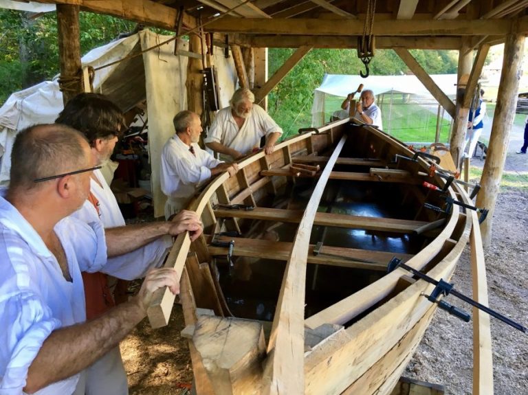 Artisan re-creating the shipbuilding done in the spring of 1776 to protect the harbor of New York City. (Photo courtesy Mount Vernon.)