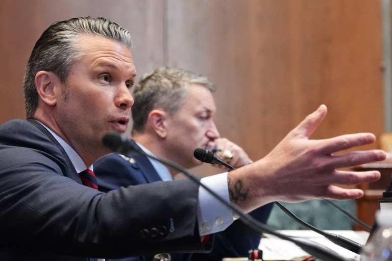 War Secretary Pete Hegseth testifies at a Senate Appropriations subcommittee on defense hearing on the budget request.