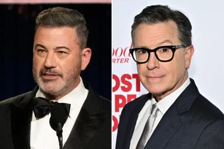 Kimmel and Colbert collage