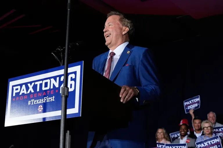 Texas Attorney General Ken Paxton, a Republican candidate for the U.S. Senate, speaks during a primary runoff election night event.