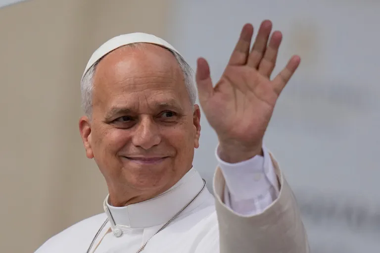 Pope Leo XIV arrives for his weekly general audience in St. Peter's Square, at the Vatican.