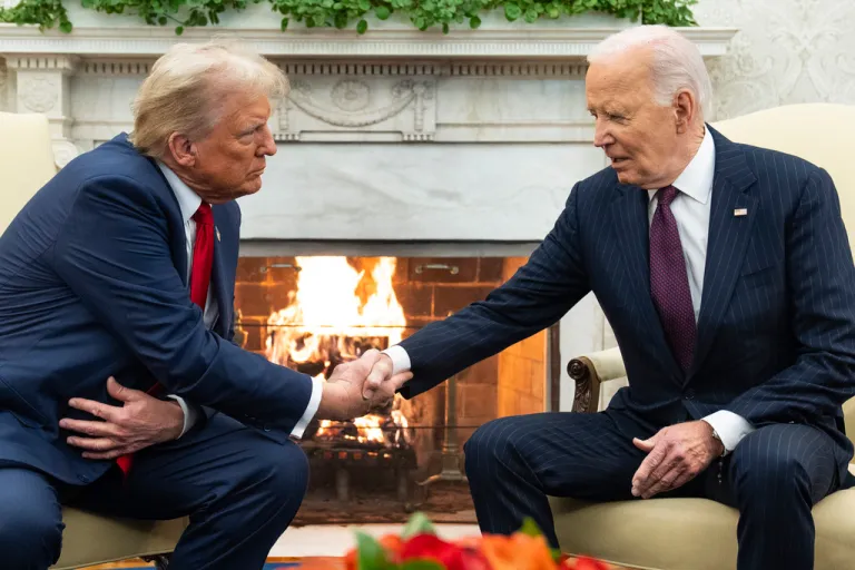 President Donald Trump repeatedly said Thursday that he did not personally see signs of President Joe Biden's apparent cognitive decline during his meetings with his predecessor in 2024. (AP Photo/Evan Vucci)