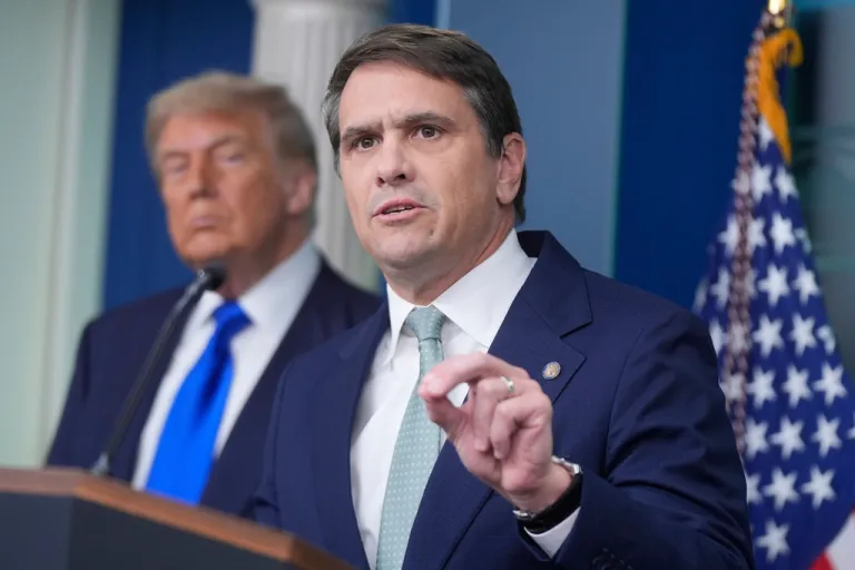 President Donald Trump and acting Attorney General Todd Blanche