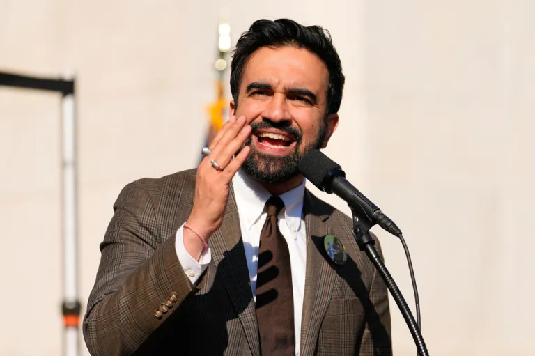Mayor Zohran Mamdani speaks during a May Day rally at Washington Square Park in New York, Friday, May 1, 2026.