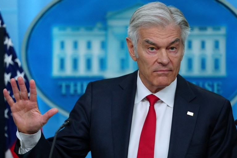 Centers for Medicare and Medicaid Services administrator Dr. Mehmet Oz speaks with reporters in the James Brady Press Briefing Room at the White House, Tuesday, June 2, 2026, in Washington. (AP Photo/Julia Demaree Nikhinson)