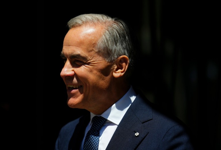 Prime Minister Mark Carney arrives to mark Pride Season by participating in a flag raising ceremony on Parliament Hill in Ottawa on Tuesday, June 9, 2026. (Sean Kilpatrick /The Canadian Press via AP)