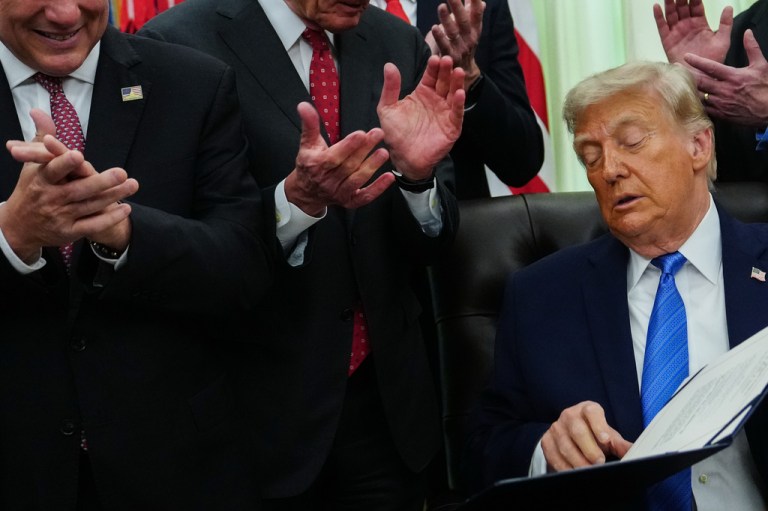 President Donald Trump in the Oval Office.