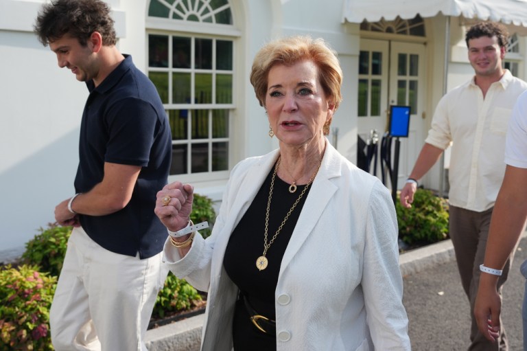 Education Secretary Linda McMahon arrives at the White House ahead of the UFC Freedom 250 on the South Lawn, Sunday, June 14, 2026, in Washington.