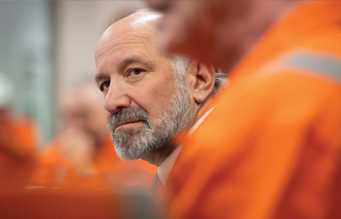 Commerce Secretary Howard Lutnick meeting with U.S. Steel workers, June 8, 2026. (Photo by Justin Merriman)