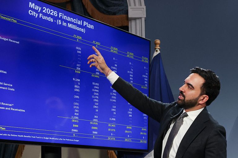 New York City Mayor Zohran Mamdani speaks about the fiscal year 2027 budget in New York City on May 12, 2026. (Photo by TIMOTHY A. CLARY / AFP via Getty Images)