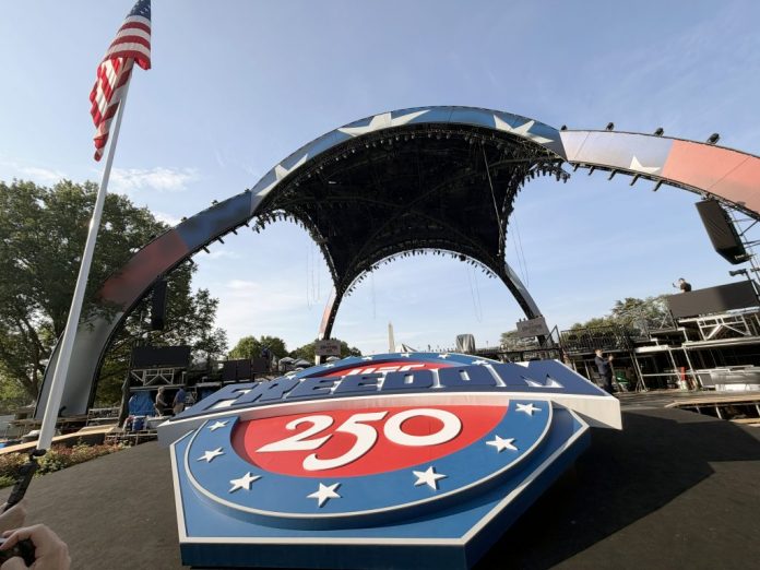 UFC Freedom 250 main venue, days before the event. (Judith Y. Kim/Washington Examiner)