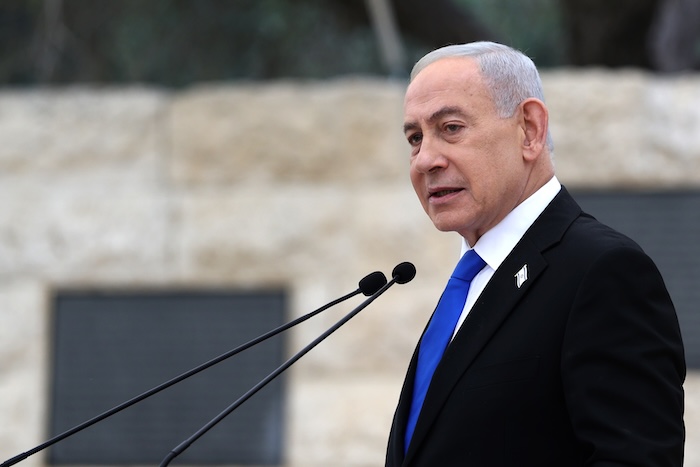 Israel's Prime Minister Benjamin Netanyahu attends a ceremony.