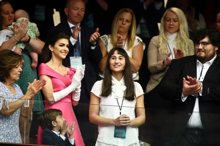Chloe Cole, center, is recognized by Florida Gov. Ron DeSantis during a joint session for his State of the State speech at the Capitol. Cole received puberty blockers when she was 13, and underwent a double mastectomy at 15. Now she is an advocate against allowing those procedures on children.