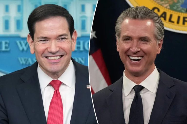 Secretary of State Marco Rubio and Gov. Gavin Newsom (D-CA)